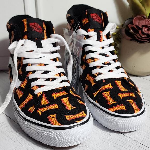 Vans x Thrasher Mens Skate Sk8-Hi Black Hightop Canvas Shoes Size 10 NWT - Picture 3 of 4